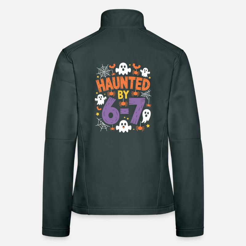 Haunted by 6-7 Halloween Math Pun Design Women's Softshell Jacket