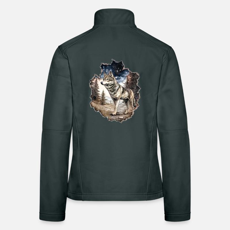 Wolf Sternenhimmel Frauen Softshelljacke