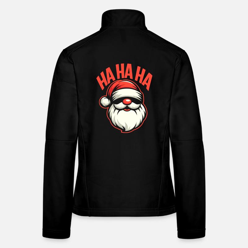 Motif de Noël HAHA du sourire du Père Noël Veste en tissu softshell Femme