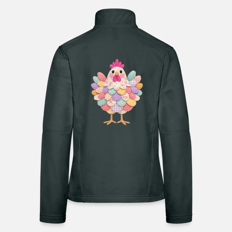 Niedlicher Patchwork-Hennen-Rustikal-Stil Frauen Softshelljacke