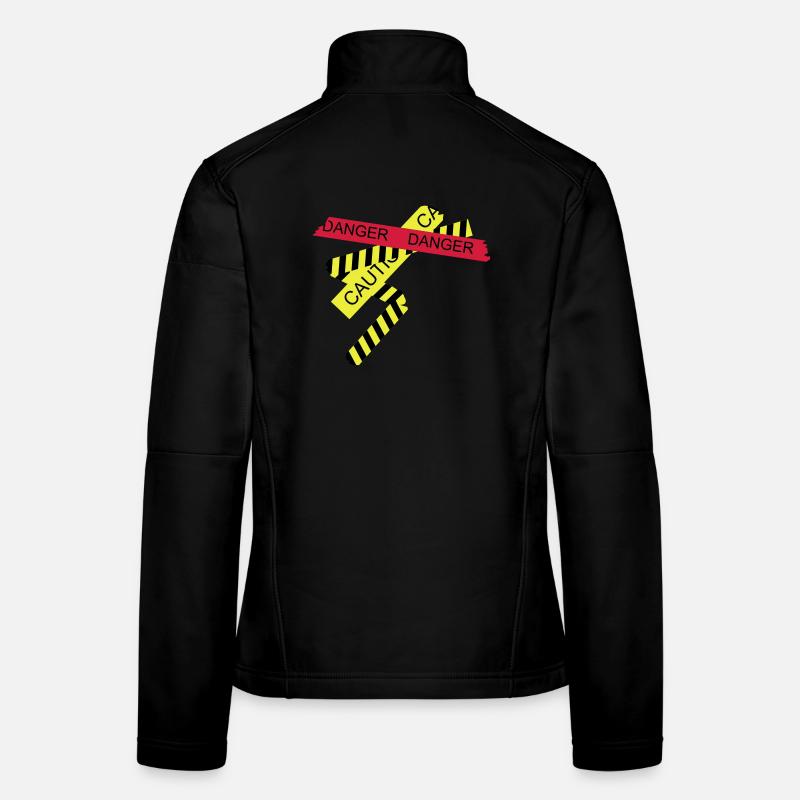 verschiedene Absperrbänder Gefahr und Vorsicht Frauen Softshelljacke