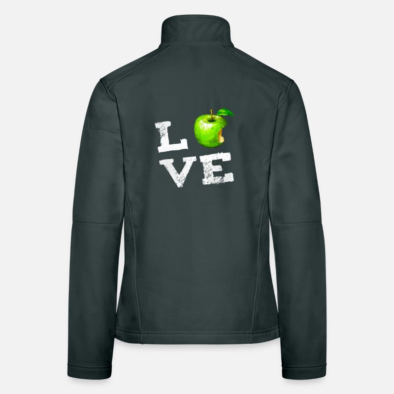 love fruit apple green bitten off icon pc nerd fun Women's Softshell Jacket