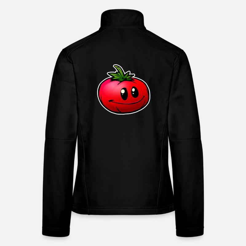 Fröhliche Cartoon Tomate Lächeln - Frauen Softshelljacke - Schwarz