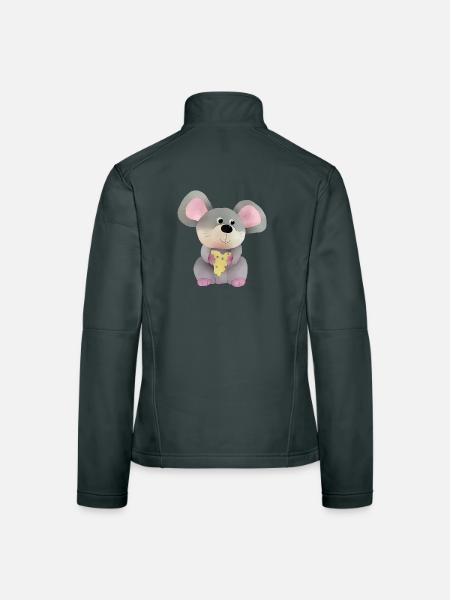 Maus mit Käse - Frauen Softshelljacke - Schwarz - Hinten