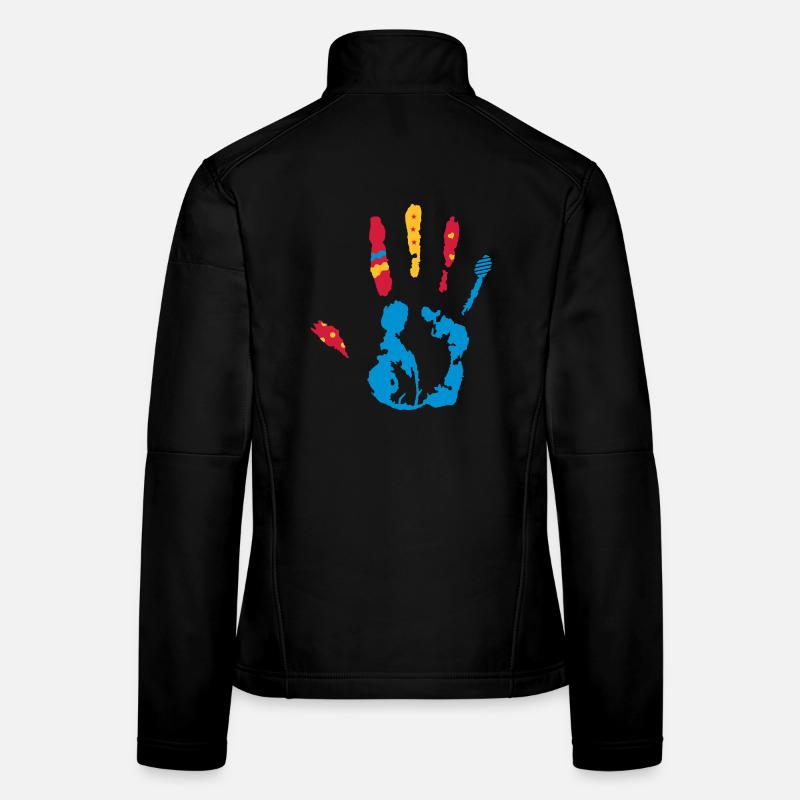bunter Handabdruck mit verschiedene Formen Frauen Softshelljacke