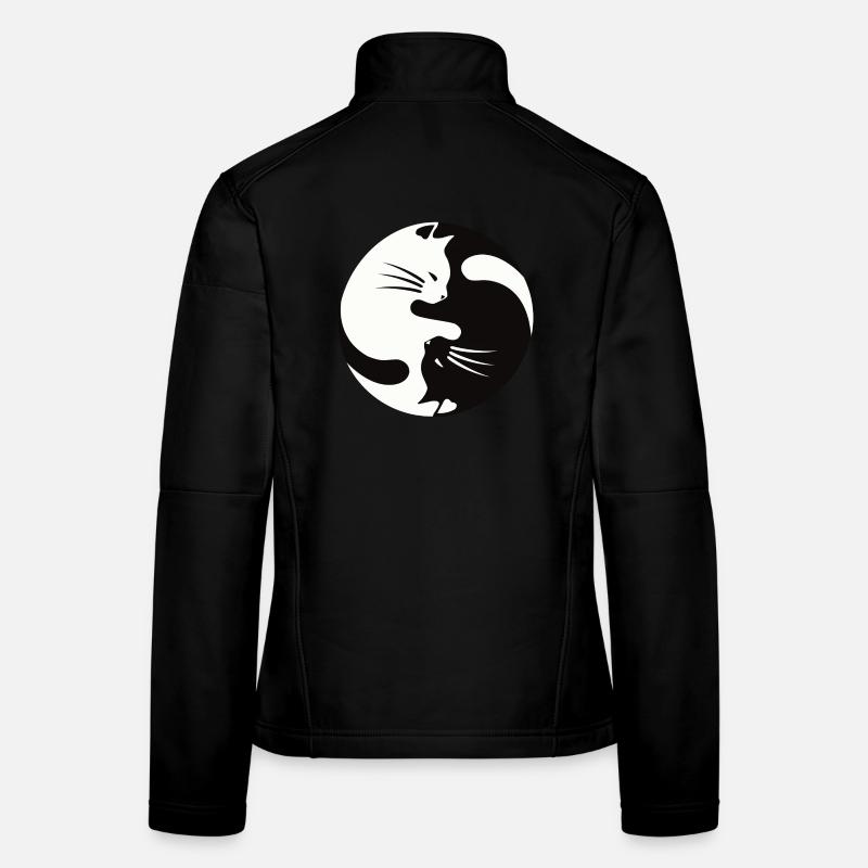 2 Katzen schmusen ,ying yang - Frauen Softshelljacke - Schwarz