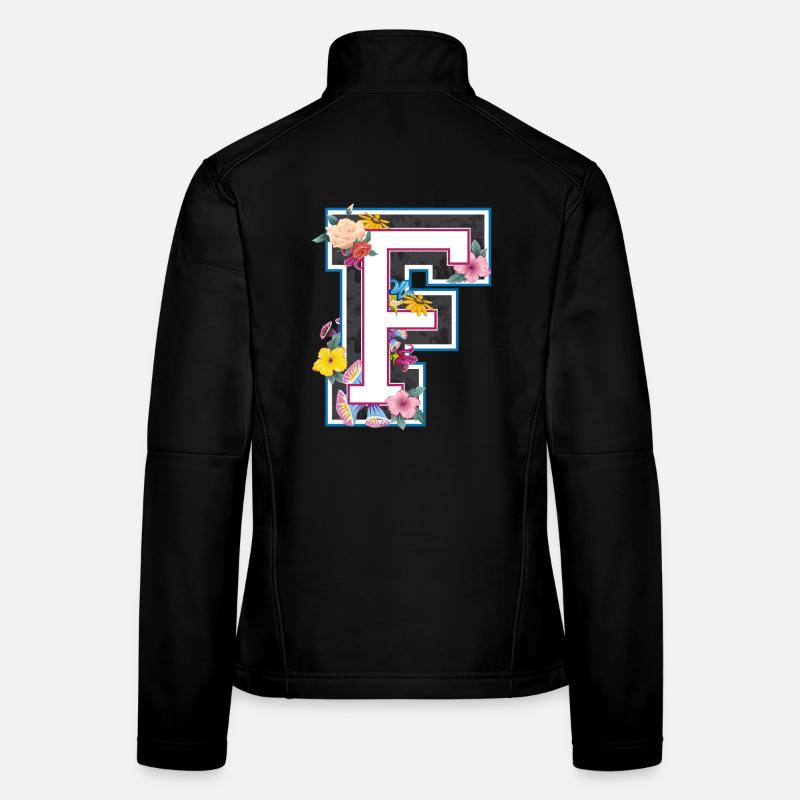 Buchstabe F im varsity Stil - Frauen Softshelljacke - Schwarz