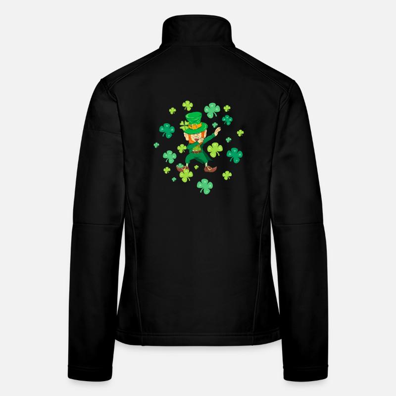 Dancing Leprechaun Dabbing Shamrocks Lucky Charm Women's Softshell Jacket