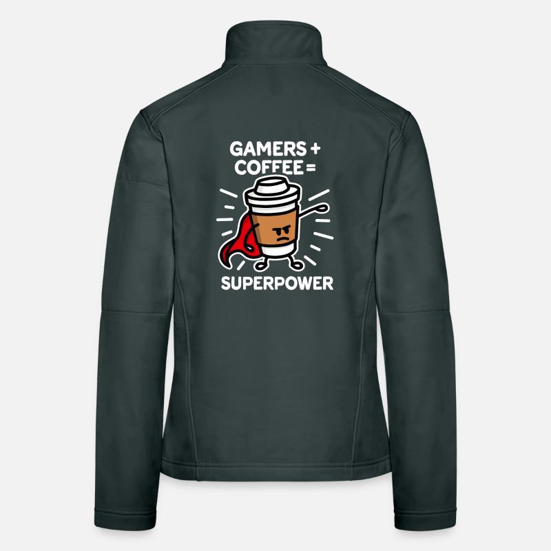 Spieler + Kaffee = Supermacht - Superheld - Held Frauen Softshelljacke