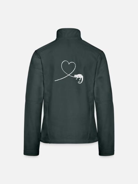 Caméléon reptile terrarium animal de compagnie cadeau - Veste en tissu softshell Femme - gris foncé - Dos