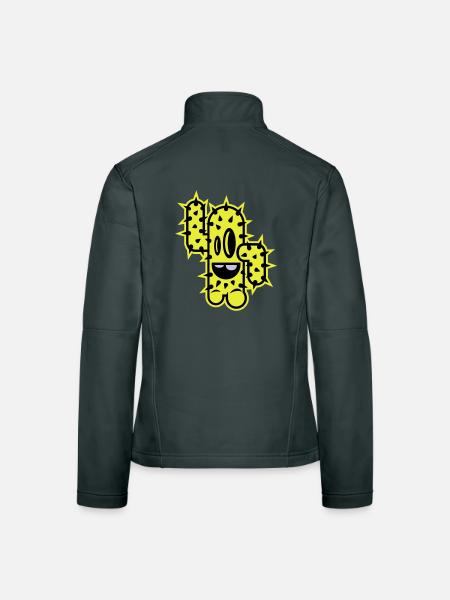 cactus high five comic - Women's Softshell Jacket - black - Back