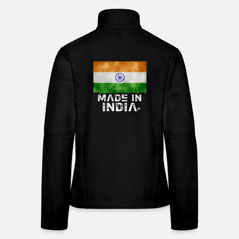 Made in India Flag Stencil Tee - Frauen Softshelljacke - Schwarz