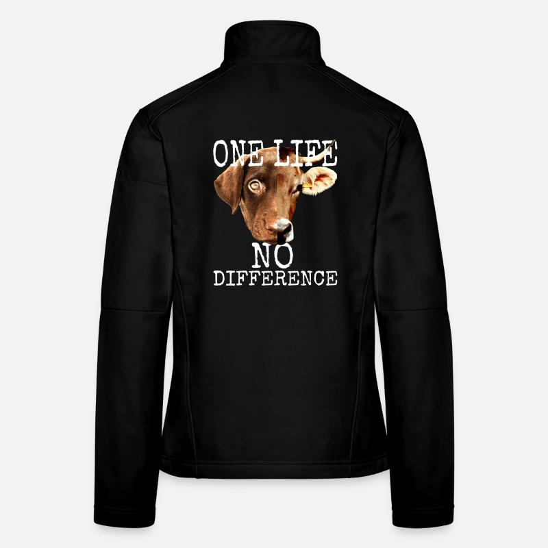 One Life No Difference Vegan Vegetarier Tierschutz Frauen Softshelljacke
