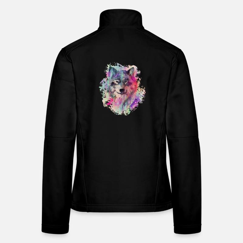 Wolf dans le Nord Colour version Veste en tissu softshell Femme