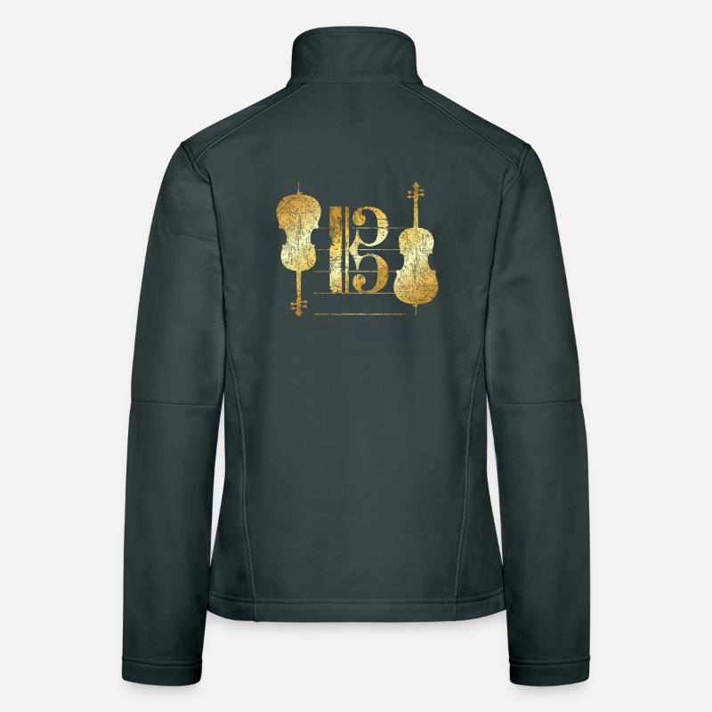 Tenor Clef & Cello (Violoncelle violoncelliste jaune d'or) Veste en tissu softshell Femme