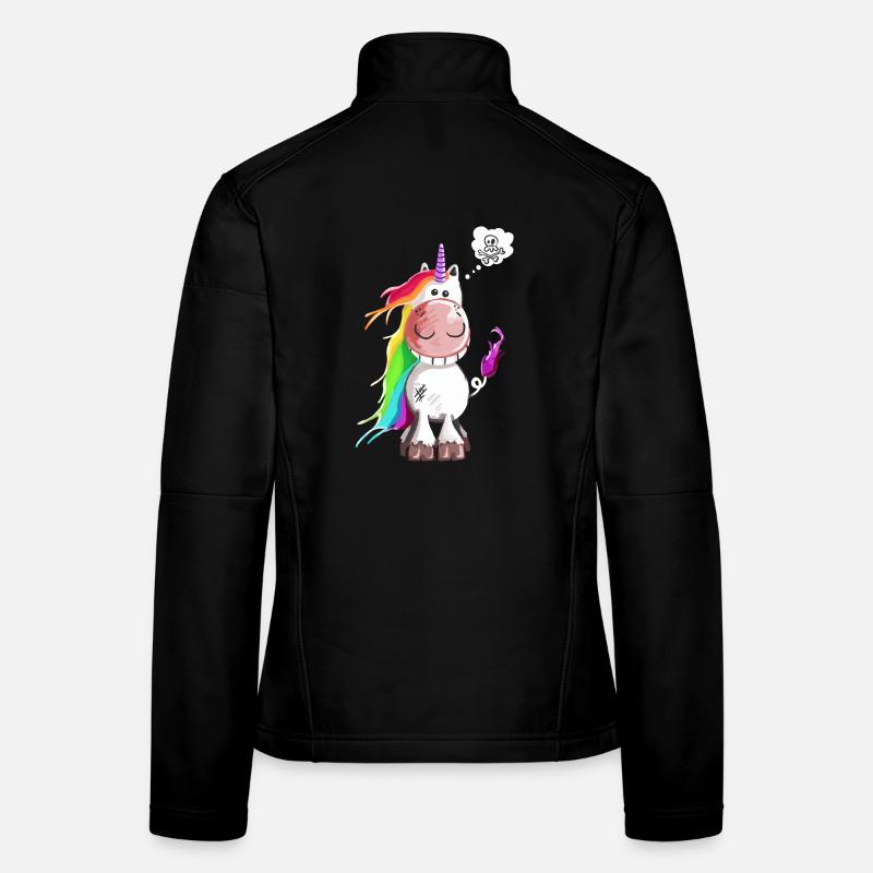 Einhorn grinst sich ein ab - Frauen Softshelljacke - Schwarz