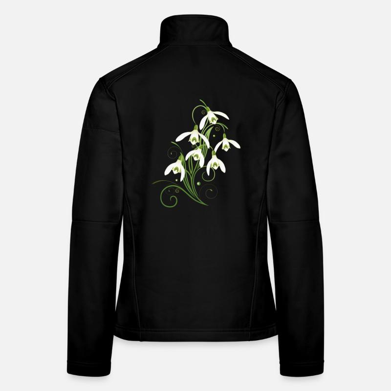Fleurs de perce-neige. Le printemps arrive. Veste en tissu softshell Femme