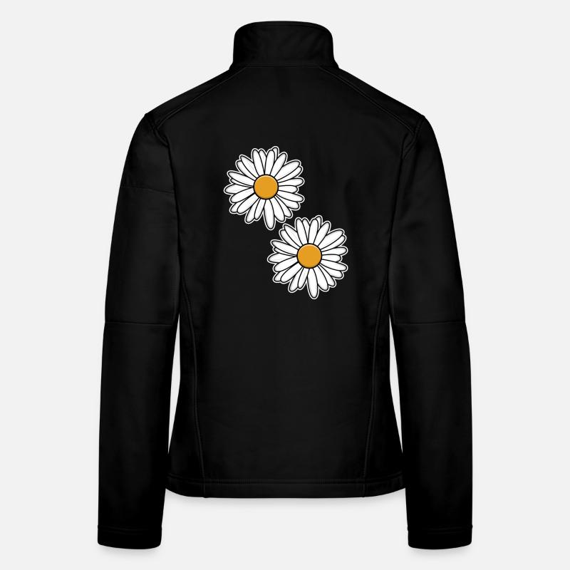 Daisies design in black and white Women's Softshell Jacket