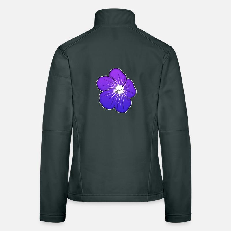 Violette Blütenillustration mit leuchtender Mitte Frauen Softshelljacke