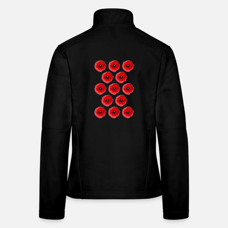 Abstract Poppies Pattern Women's Softshell Jacket