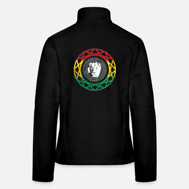 Löwengesicht im Rasta-Mandala-Stil Frauen Softshelljacke