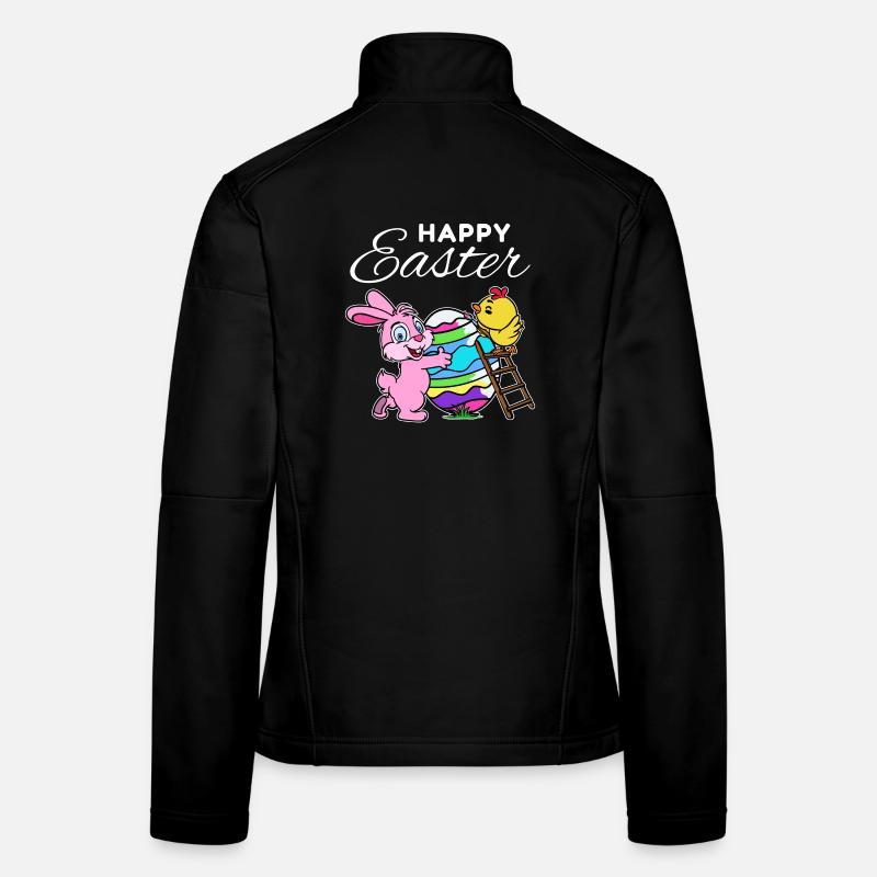 Lapin de pâques heureux lapin de pâques poussin oeuf de poule Veste en tissu softshell Femme