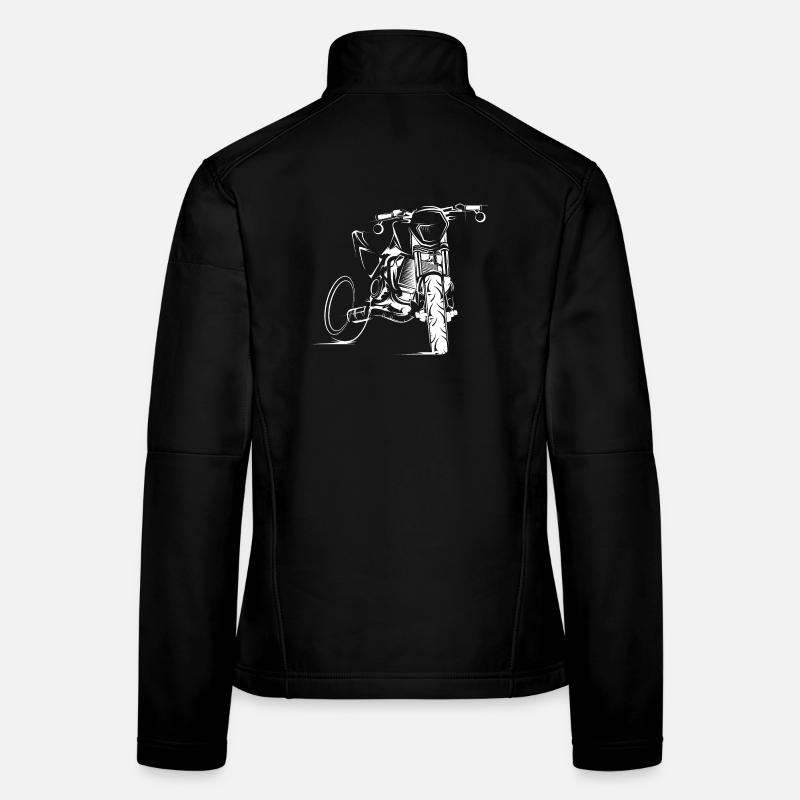 Supermoto motorcycle illustration biker custom logo Women's Softshell Jacket