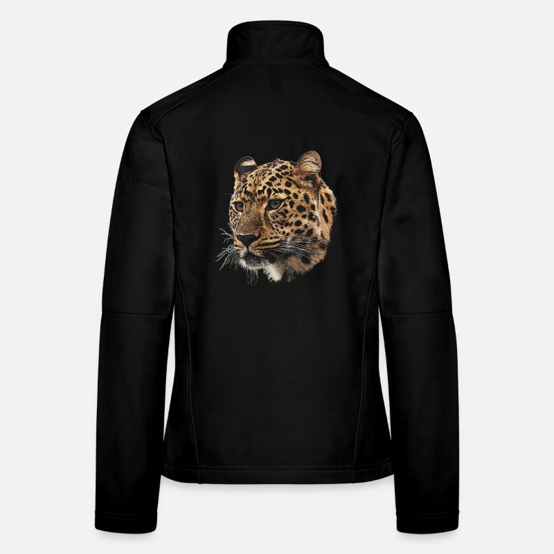 Cheetah head canvas, big cats, wildlife motifs - Women's Softshell Jacket - black