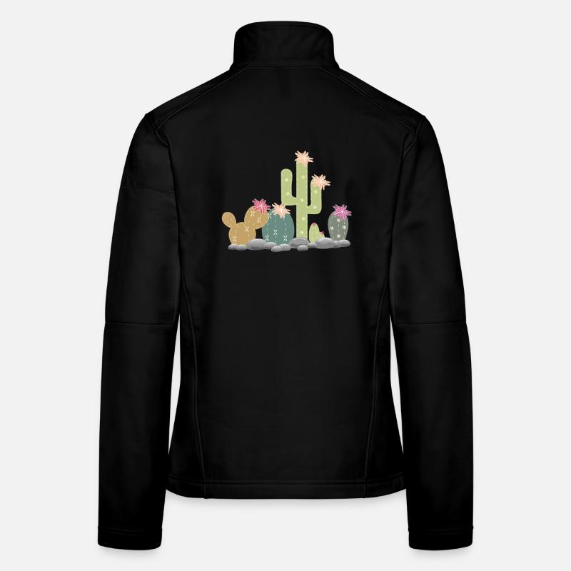 Jardin de rocaille de cactus avec différents cactus Veste en tissu softshell Femme