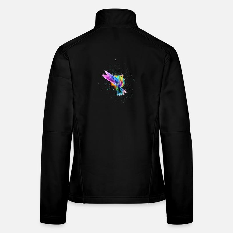 Regenbogen-Aquarell Hummingbird Burst - Frauen Softshelljacke - Schwarz