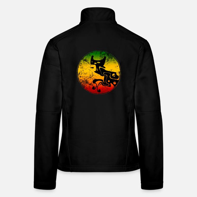 Abstrakte Wildcat Silhouette in Reggaefarben - Frauen Softshelljacke - Schwarz