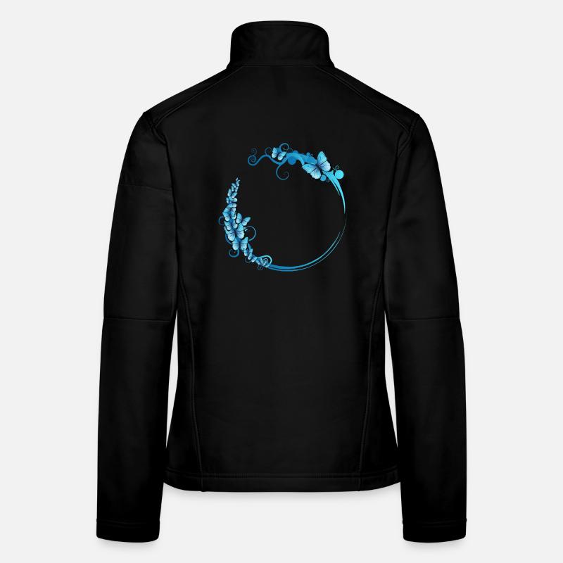 blauer Schmetterlings Rahmen für eigene Texte - Frauen Softshelljacke - Schwarz