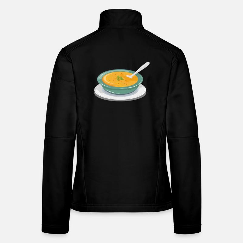 Vegetable soup in a plate with a spoon Women's Softshell Jacket