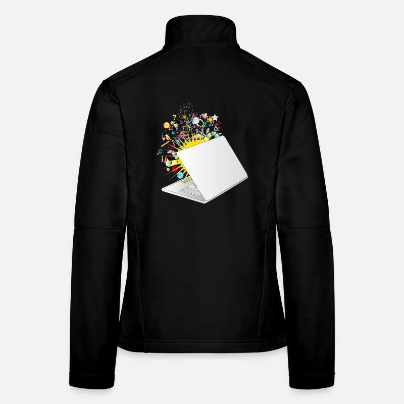 Un ordinateur portable à moitié ouvert avec beaucoup de symboles Veste en tissu softshell Femme