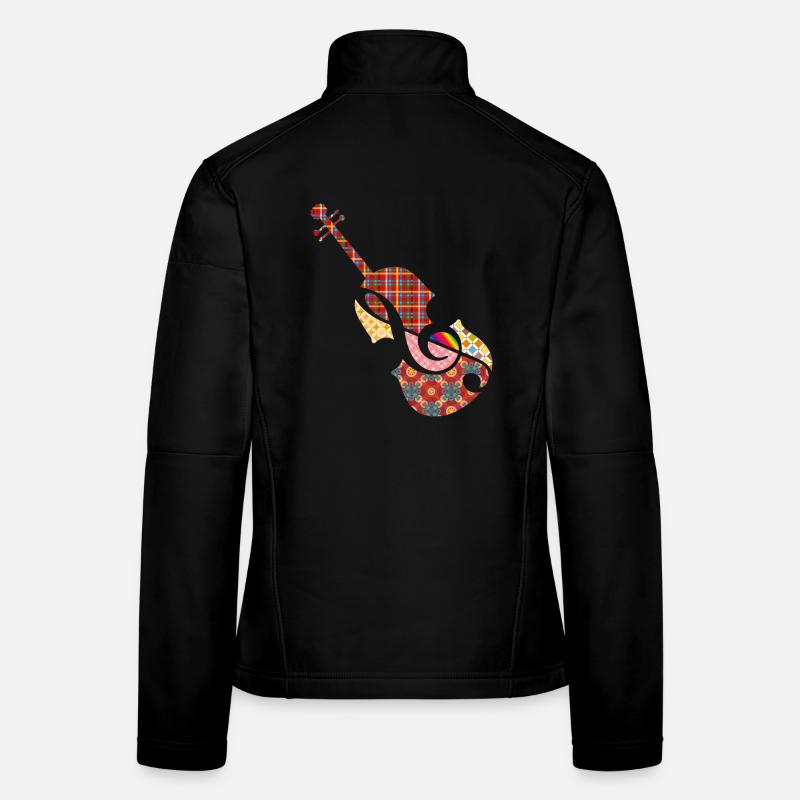 schöne Patchwork Violine mit Violinschlüssel Frauen Softshelljacke