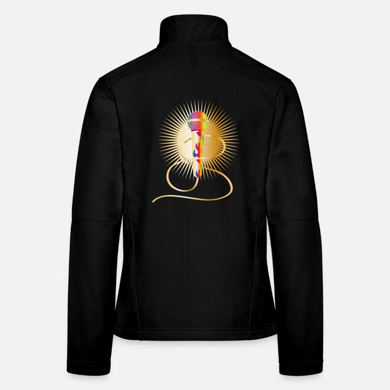 golden microphone with rainbow elements Women's Softshell Jacket