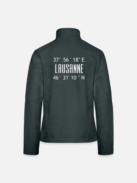Lausanne Coordinates Typo Graphic - Women's Softshell Jacket - black - Back