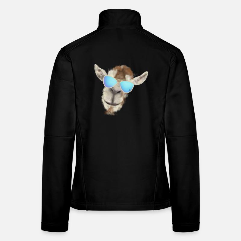 Lässiger Ziegenkopf mit Sonnenbrille Frauen Softshelljacke