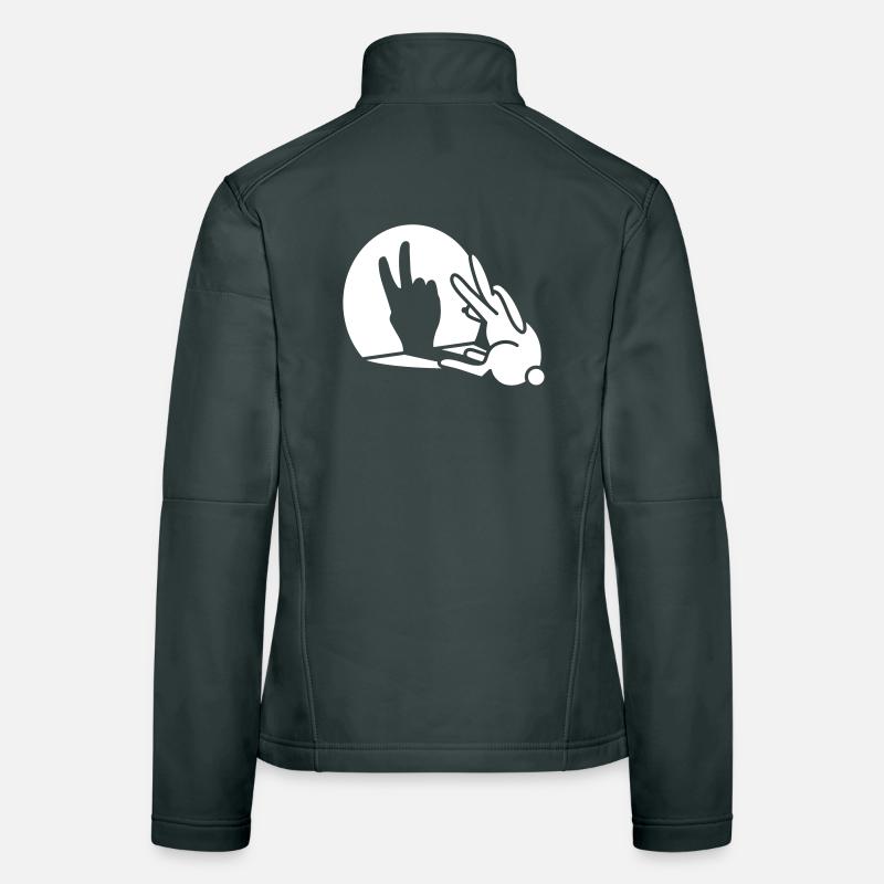 Funny rabbit hare shadow hand victory peace V sign Women's Softshell Jacket