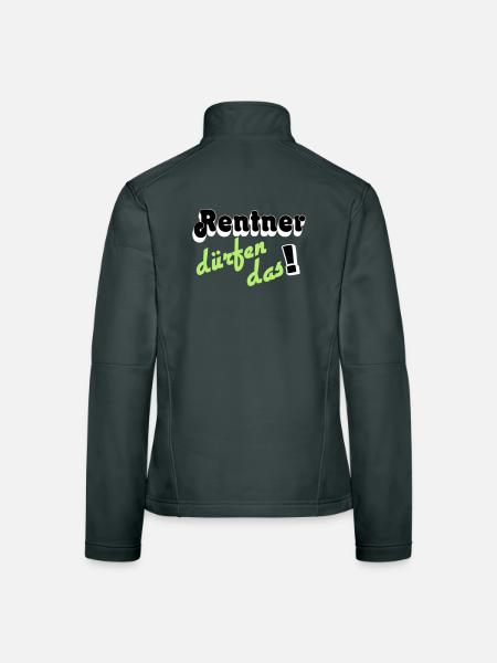 Rentner Spruch Neon Grün - Frauen Softshelljacke - Schwarz - Hinten
