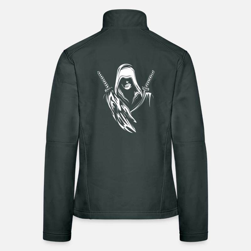Samurai Warrior Fighter Symbol Illustration Logo Women's Softshell Jacket