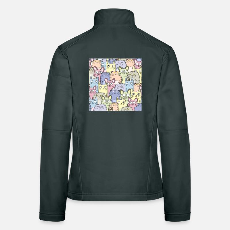 Katzen Muster Katze Wallpaper Katzenmuster Pattern Frauen Softshelljacke