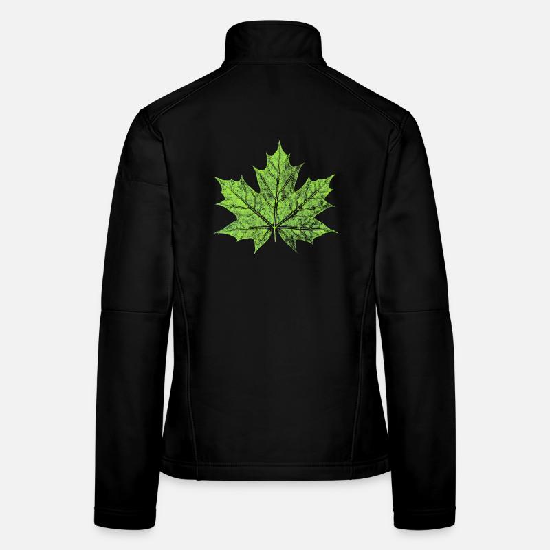 Maple Leaf - GREEN - Natural / Forest Design Women's Softshell Jacket