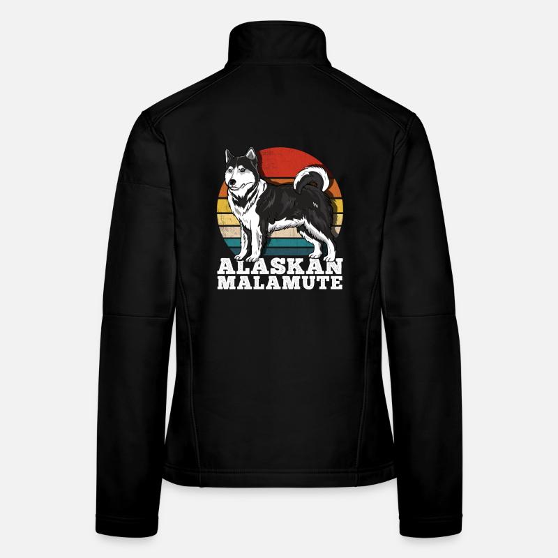 Alaskan Malamute Dog Lover Rétro Veste en tissu softshell Femme