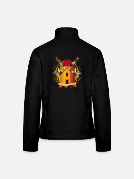 goldene Windmühle mit strahlendem Hintergrund - Frauen Softshelljacke - Schwarz - Hinten