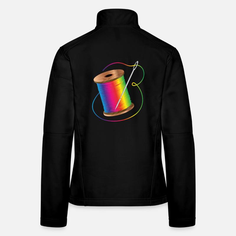luminous sewing thread in rainbow colors with needle Women's Softshell Jacket