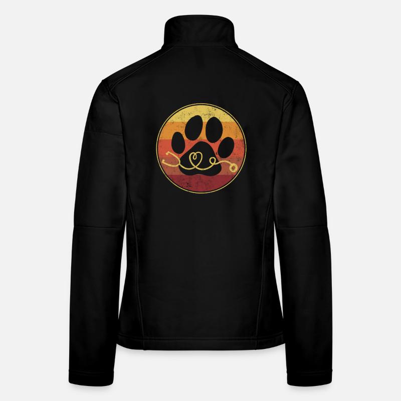Veterinarian Tech Veterinary Stethoscope Retro Women's Softshell Jacket