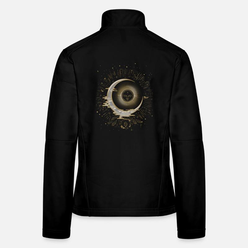 Die Sonne und der Mond mit Sternen - Frauen Softshelljacke - Schwarz