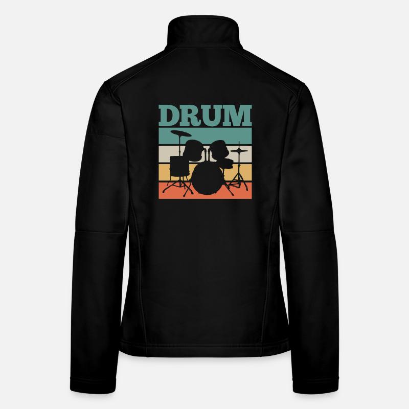 Drummer Drums Retro Veste en tissu softshell Femme