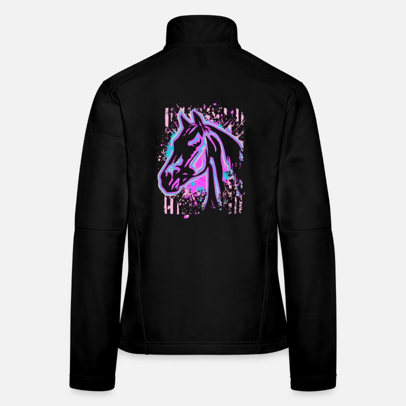 Pferd - Pink Lila Frauen Softshelljacke